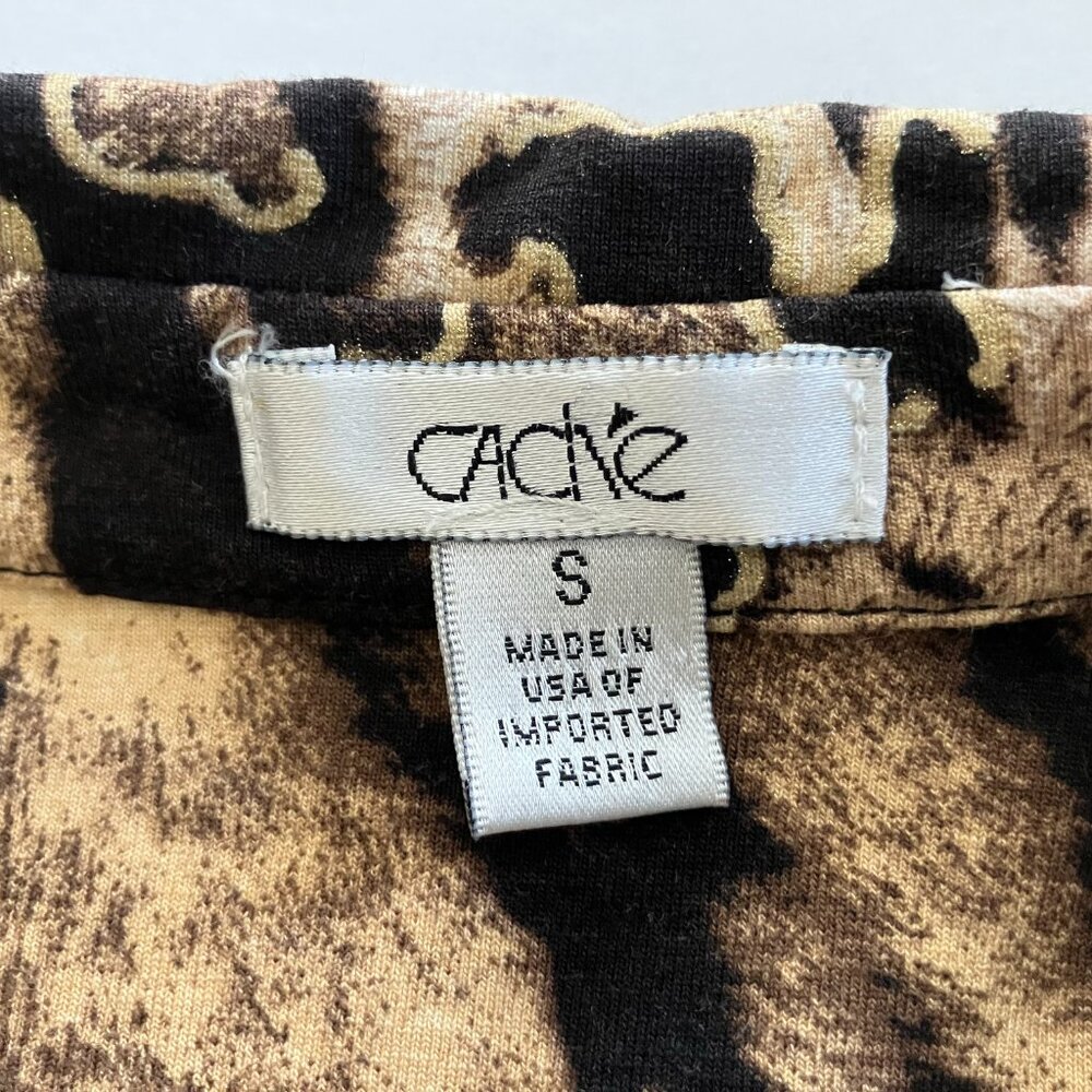 Cache Leopard Print Brown-Tan Button-Down Short S… - image 2
